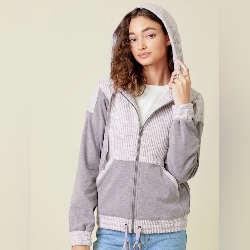 Mystree Boutique Brand mixed media hoodie